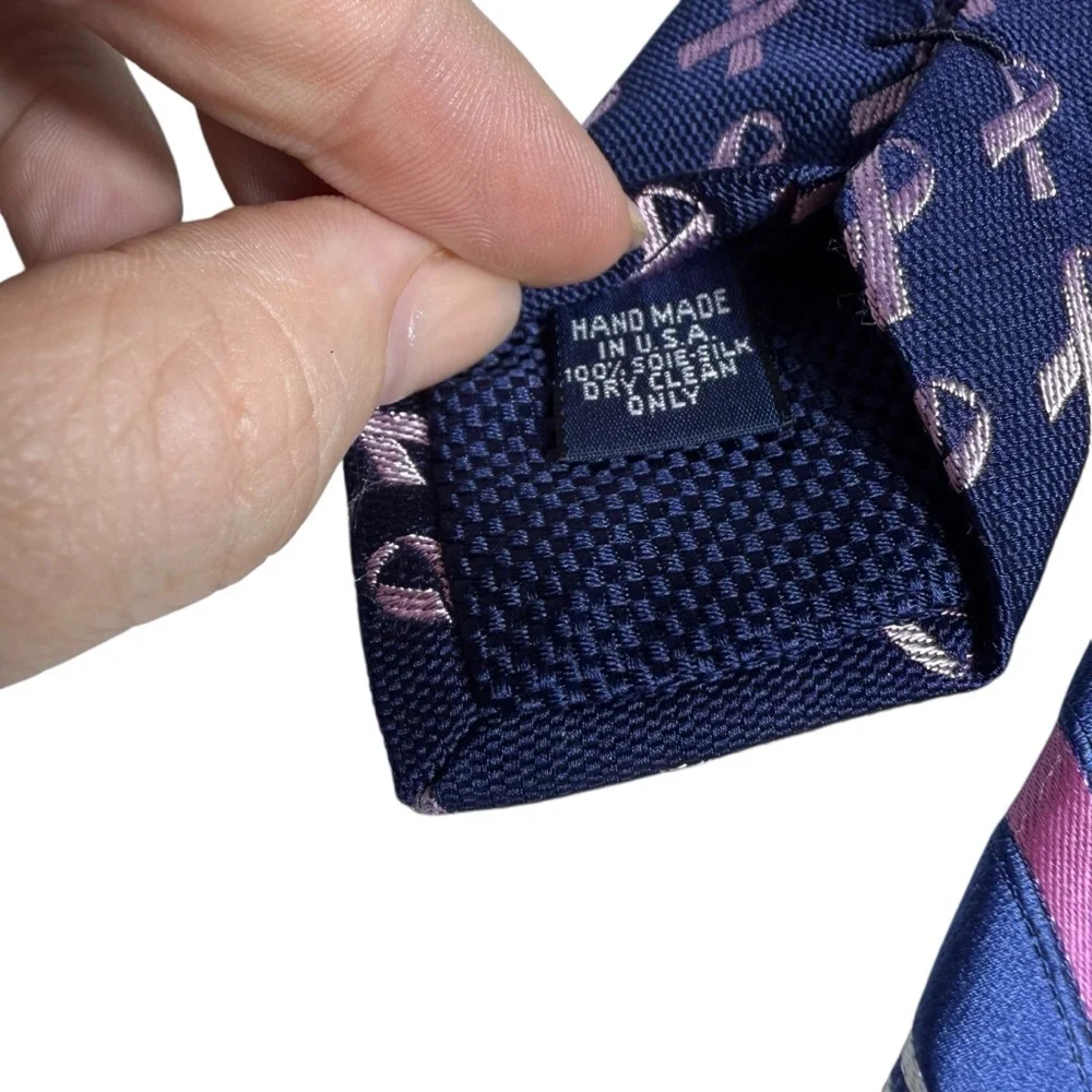 Daniel Cremieux Striped Blue and Pink Breast Cancer Awareness Men's Silk Tie